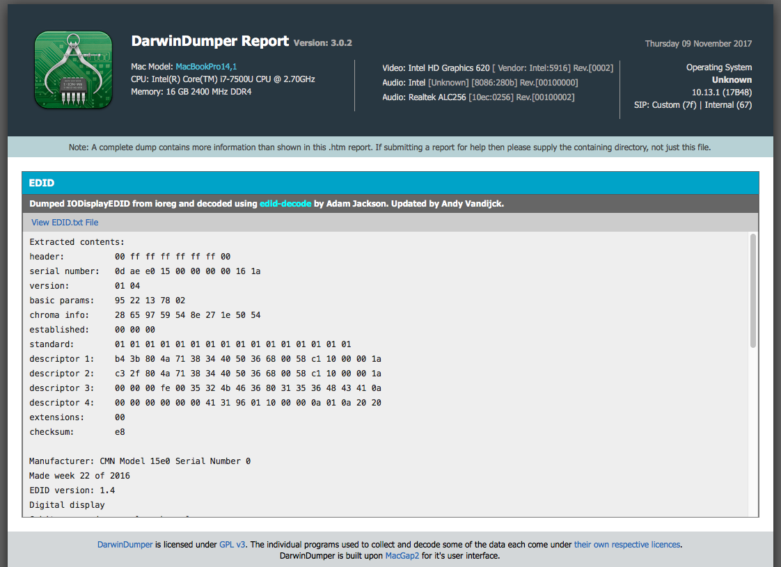 DarwinDumperReport