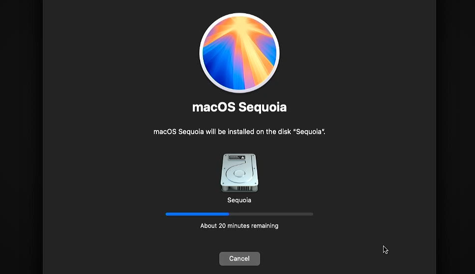 macOS 安装进度