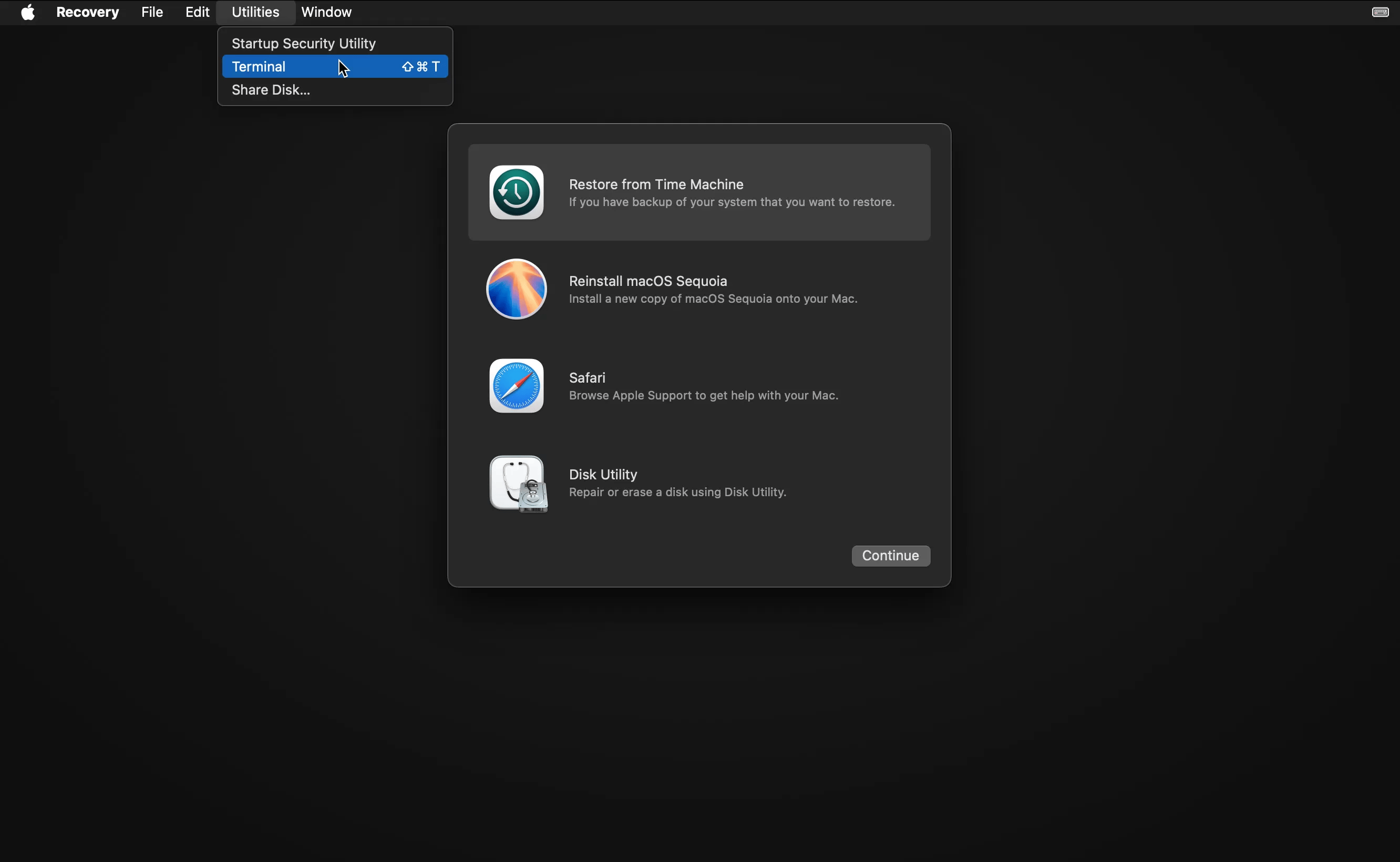 macOS 恢复界面